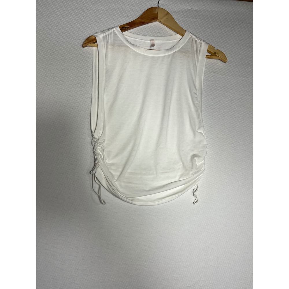 FP Movement Tank Top Women S White Jersey Ruched Side Athletic Athleisure Trendy